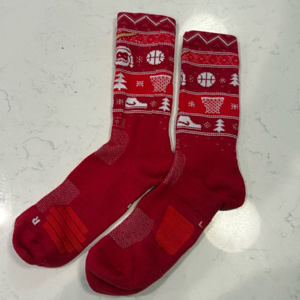 Nike red and white Christmas sport socks - adult